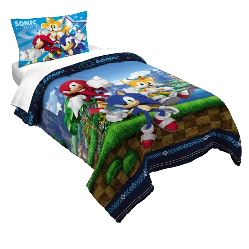 Sonic Tails Knuckles 2-Piece Reversible Bedding Comforter Set - Twin/Full